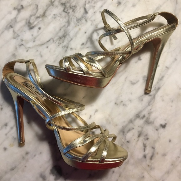Badgley Mischka Shoes - Gold Badgley Mischka  Adonis 2  strap heels